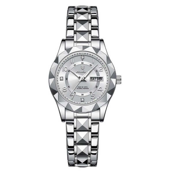 POEDAGAR Luxury Women's Watches Waterproof Luminous Date Week Ladies Watch for Women Quartz Stainless Steel Dress Female Clock