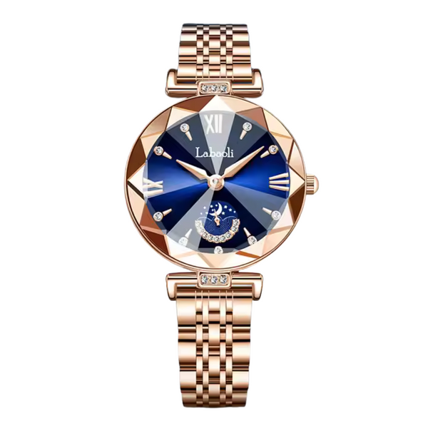 Labaoli Women Watch Stylish Steel Strap Fashionable Inlaid Moon Ladies Wristwatch Star Beaded Timepiece High quality Dress Clock