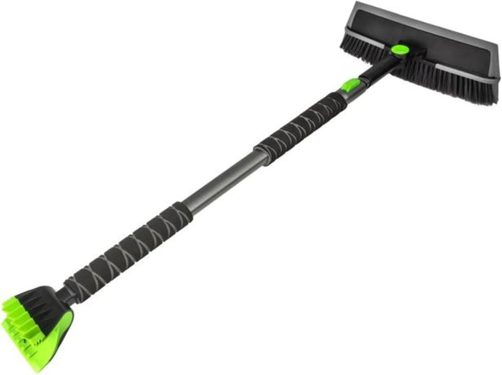58 Inch Extendable Snow Brush and Ice Scraper with Foam Grip, Heavy Duty Car Snow Removal Tool for Windshield, Windows and Roof – Neon Green