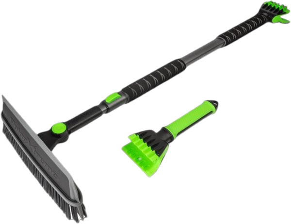 58 Inch Extendable Snow Brush and Ice Scraper with Foam Grip, Heavy Duty Car Snow Removal Tool for Windshield, Windows and Roof – Neon Green