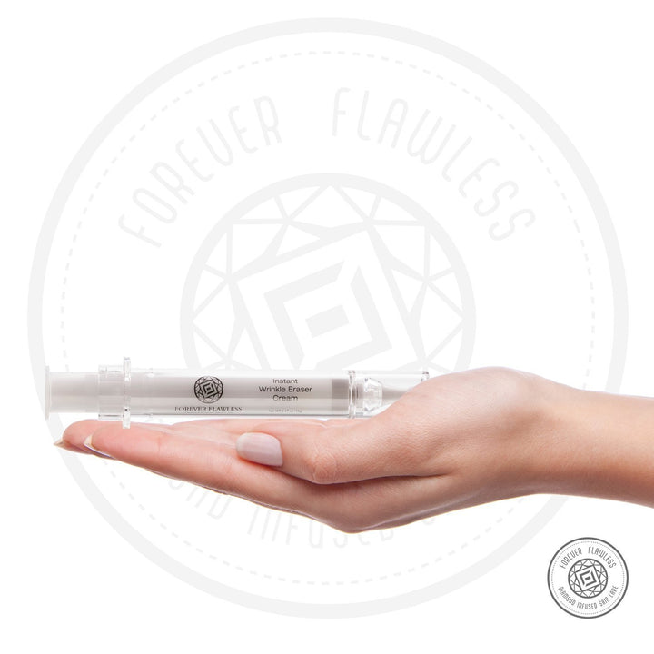Forever Flawless Diamond infused Instant Wrinkle Eraser Cream. Formulated to Minimize Wrinkles and Fine-Lines and Battle the Aging Process. For a Flawless Appearance.