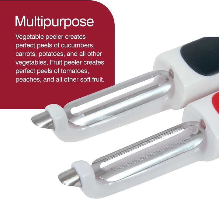2-Piece Swivel & Soft-Skin Peeler Value Set - Potato, Cucumber and Carrot Vegetable Peeler - Tomato and Peach Fruit Peeler - Kitchen Tool & Gadget with Stainless Steel - Dishwasher Safe
