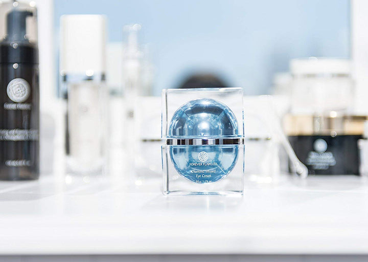Forever Flawless Diamond Infused Eye Cream. Blue Diamond Eye Cream Formulated to Diminish Puffiness, Bags, Dark Circles, Wrinkles, and Fine-Lines around the Eyes.