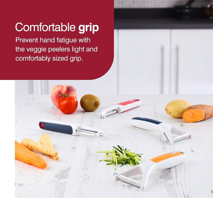 2-Piece Swivel & Soft-Skin Peeler Value Set - Potato, Cucumber and Carrot Vegetable Peeler - Tomato and Peach Fruit Peeler - Kitchen Tool & Gadget with Stainless Steel - Dishwasher Safe