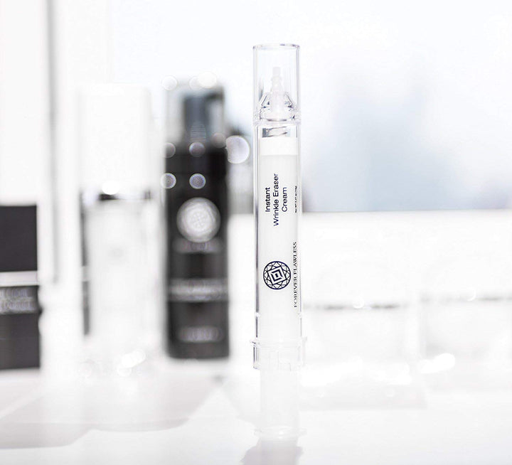 Forever Flawless Diamond infused Instant Wrinkle Eraser Cream. Formulated to Minimize Wrinkles and Fine-Lines and Battle the Aging Process. For a Flawless Appearance.