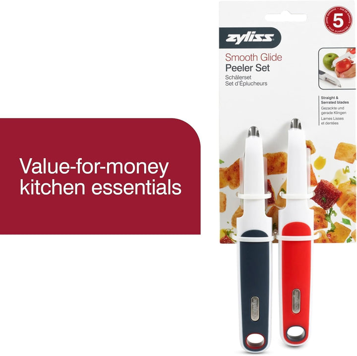 2-Piece Swivel & Soft-Skin Peeler Value Set - Potato, Cucumber and Carrot Vegetable Peeler - Tomato and Peach Fruit Peeler - Kitchen Tool & Gadget with Stainless Steel - Dishwasher Safe