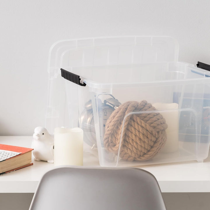 Clear Stackable Plastic Storage Bins with Latching Lids and Handles, 12.2L Each, Pack of 6 – Organizing Boxes for Home, Office, or Garage