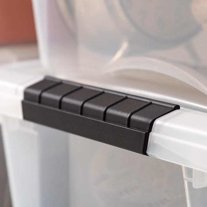 Clear Stackable Plastic Storage Bins with Latching Lids and Handles, 12.2L Each, Pack of 6 – Organizing Boxes for Home, Office, or Garage
