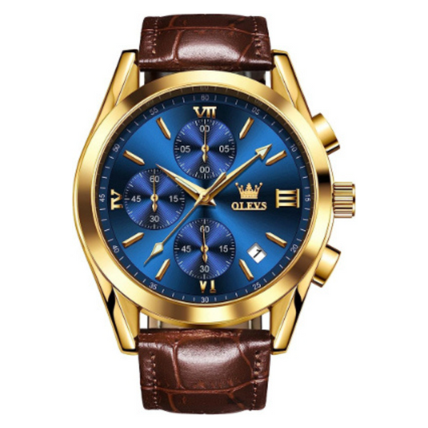 Olevs 2872 Men Coin Quartz Watch Fashion Sport Luxury Leather Waterproof Watches For Man