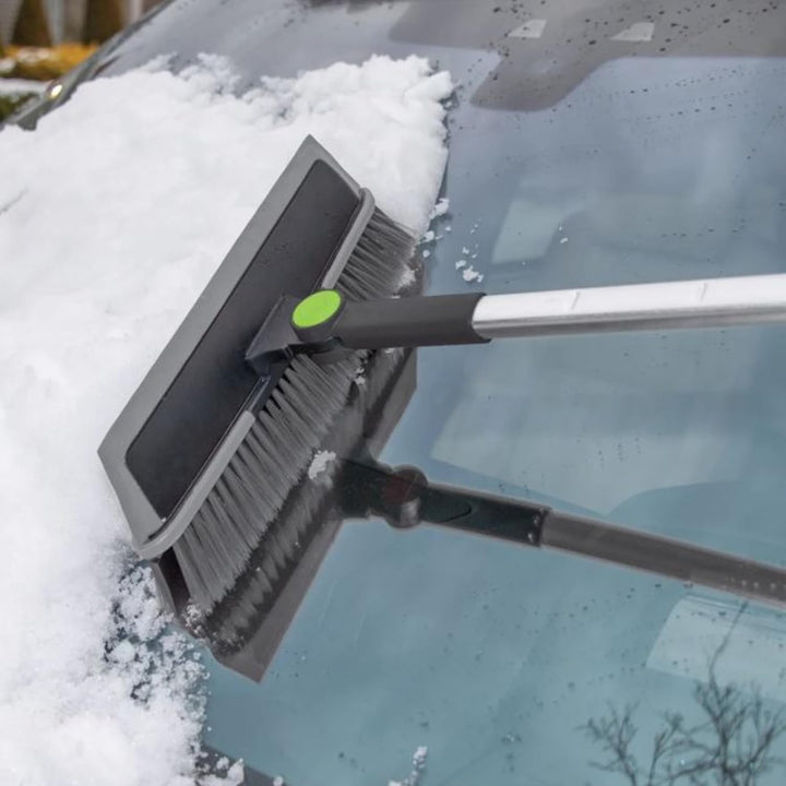 58 Inch Extendable Snow Brush and Ice Scraper with Foam Grip, Heavy Duty Car Snow Removal Tool for Windshield, Windows and Roof – Neon Green