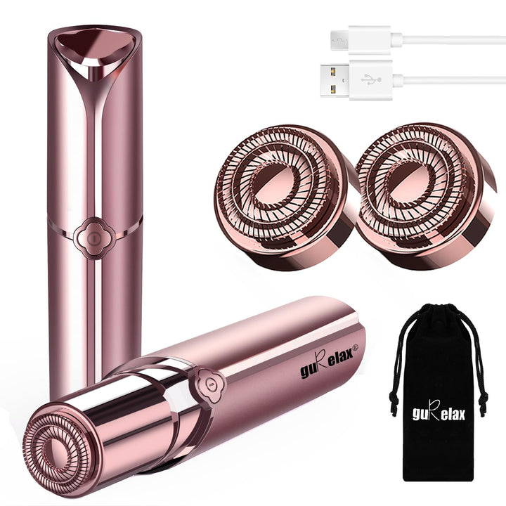 Womens Facial Hair Removal,Electric Face Razors for Women Rechargeable,The Best Hair Remover Device for Face Included 2 x Replacement Heads,Painless Hair Trimmer,for Lip,Mustache, Chin