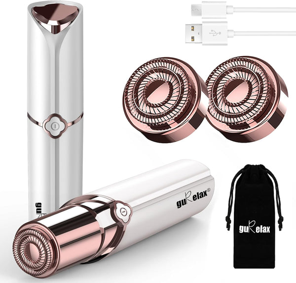 Womens Facial Hair Removal,Electric Face Razors for Women Rechargeable,The Best Hair Remover Device for Face Included 2 x Replacement Heads,Painless Hair Trimmer,for Lip,Mustache, Chin