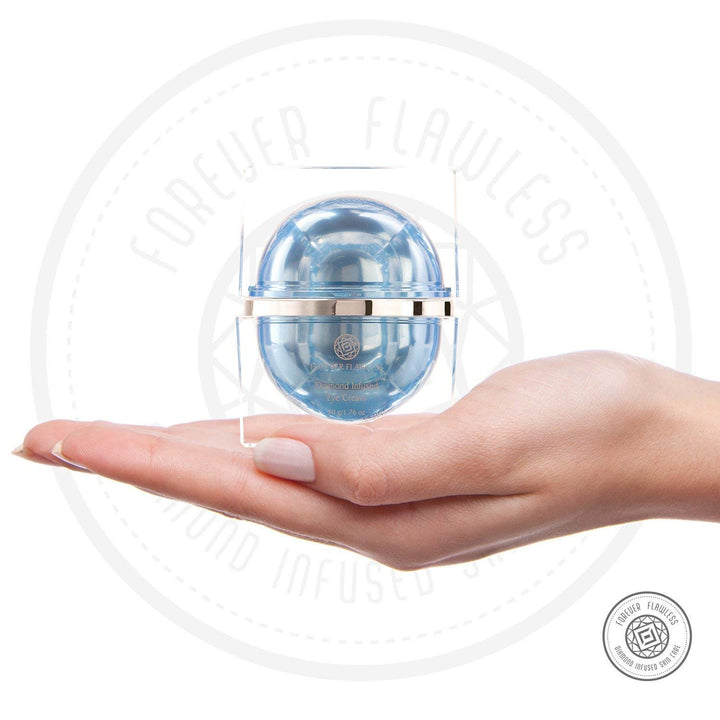 Forever Flawless Diamond Infused Eye Cream. Blue Diamond Eye Cream Formulated to Diminish Puffiness, Bags, Dark Circles, Wrinkles, and Fine-Lines around the Eyes.