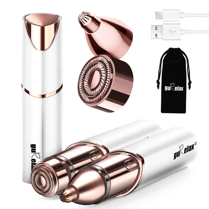 Womens Facial Hair Removal,Electric Face Razors for Women Rechargeable,The Best Hair Remover Device for Face Included 2 x Replacement Heads,Painless Hair Trimmer,for Lip,Mustache, Chin