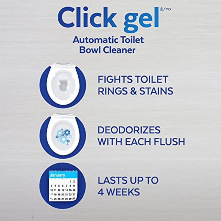 Automatic Toilet Bowl Gel Cleaner – Spring Waterfall Scent, Self-Stick Touch-Free Gel, Continuous Freshness, Prevents Rings, 3 Units