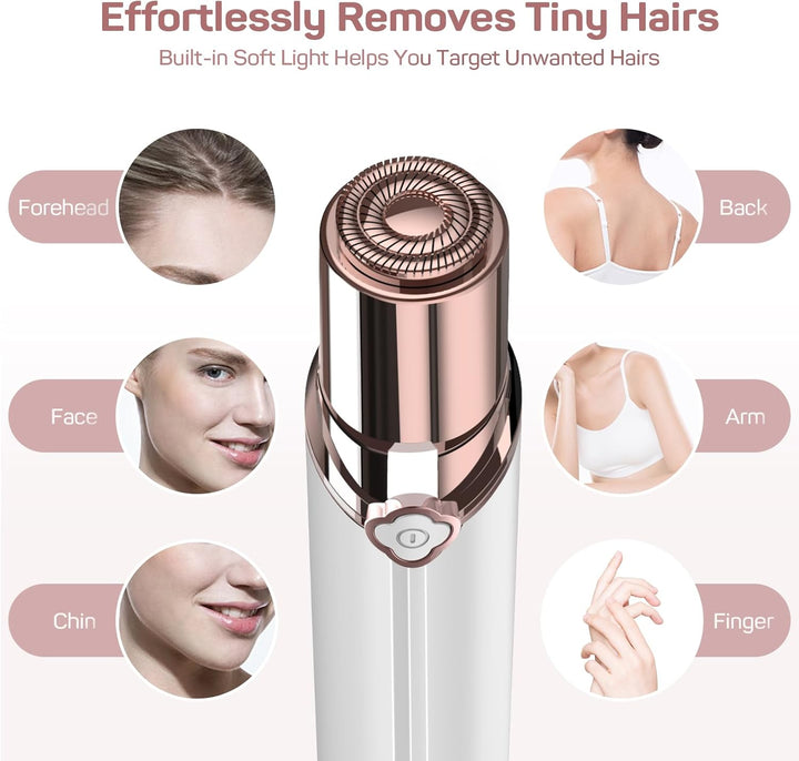 Womens Facial Hair Removal,Electric Face Razors for Women Rechargeable,The Best Hair Remover Device for Face Included 2 x Replacement Heads,Painless Hair Trimmer,for Lip,Mustache, Chin