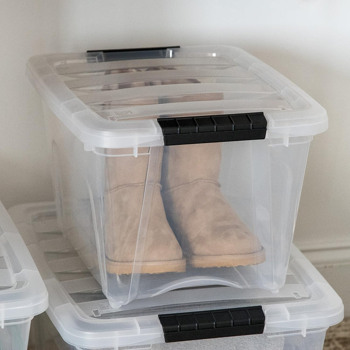 Clear Stackable Plastic Storage Bins with Latching Lids and Handles, 12.2L Each, Pack of 6 – Organizing Boxes for Home, Office, or Garage