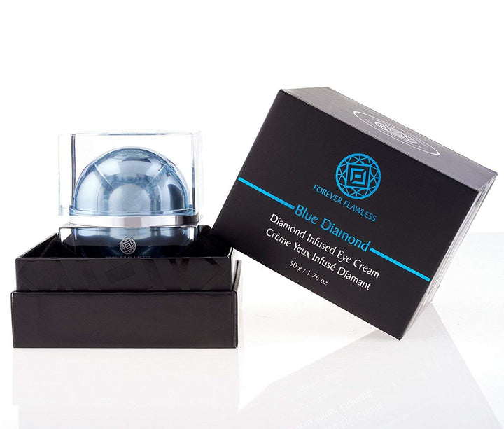 Forever Flawless Diamond Infused Eye Cream. Blue Diamond Eye Cream Formulated to Diminish Puffiness, Bags, Dark Circles, Wrinkles, and Fine-Lines around the Eyes.