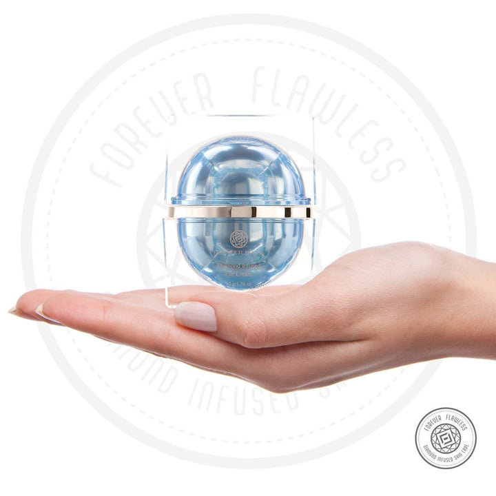Forever Flawless Diamond Infused Eye Cream. Blue Diamond Eye Cream Formulated to Diminish Puffiness, Bags, Dark Circles, Wrinkles, and Fine-Lines around the Eyes.