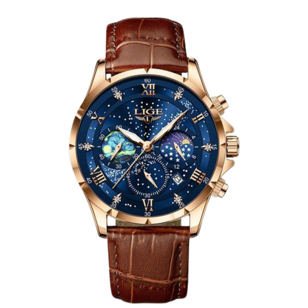 LIGE 89107 New Mens Watches Top Brand Luxury Leather Strap Casual Quartz Watch Relogio Masculino Waterproof Clock Watch For Men