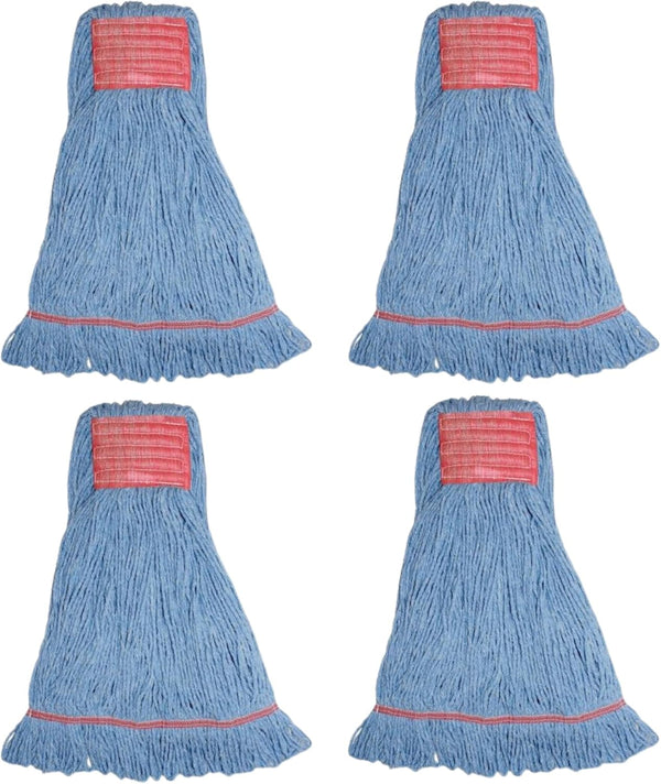 Replacement Mop Heads Pack of 4 – Durable Cotton Refill for Floor Cleaning, Easy to Attach, Washable, Absorbent, Fits Most Standard Mop Handles