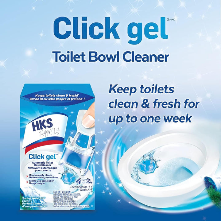 Automatic Toilet Bowl Gel Cleaner – Spring Waterfall Scent, Self-Stick Touch-Free Gel, Continuous Freshness, Prevents Rings, 3 Units