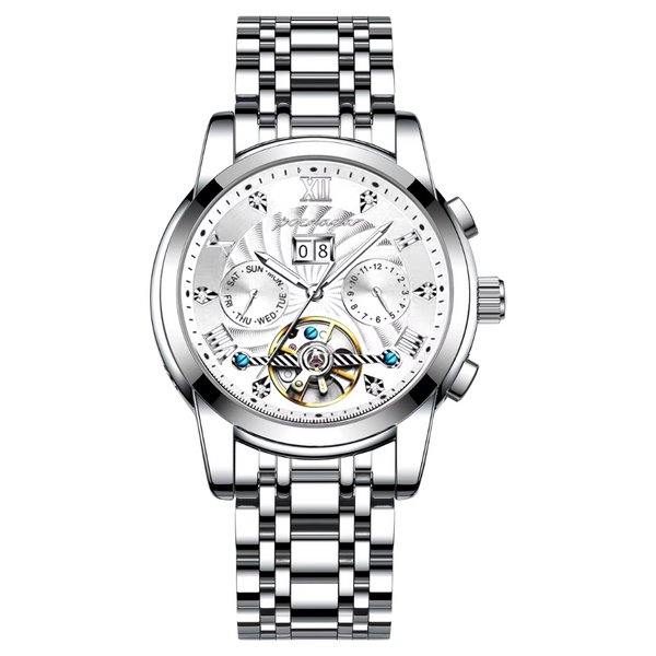 POEDAGAR Automatic Mechanical Men Watches Stainless Steel Waterproof Date Week Green Fashion Classic Wrist Watches Reloj Hombre